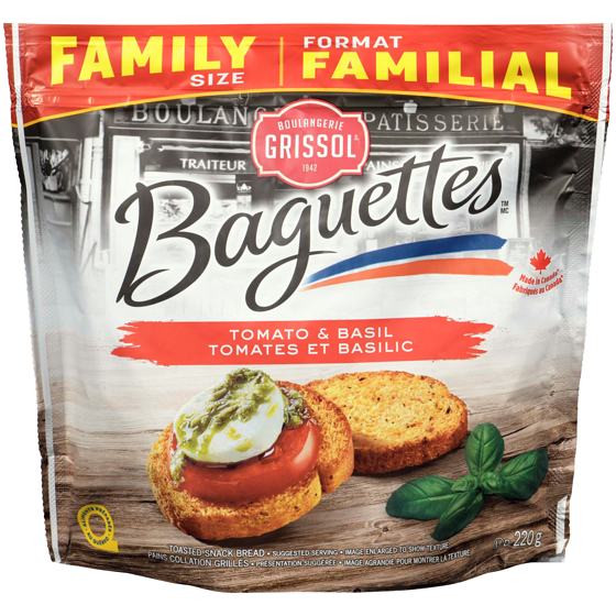 Grissol Baguettes, Tomato & Basil Family Size 220 g, $2.95/100g