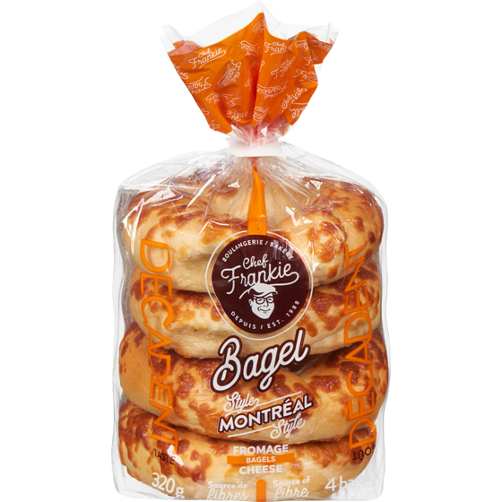 Chef Frankie Bagel style montréal fromage 320 g, 1,81 $/100g