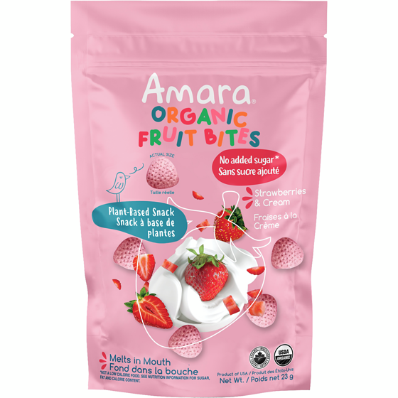 Amara Organic Fruit Bites, Strawberry & Cream 23 g, $26.04/100g