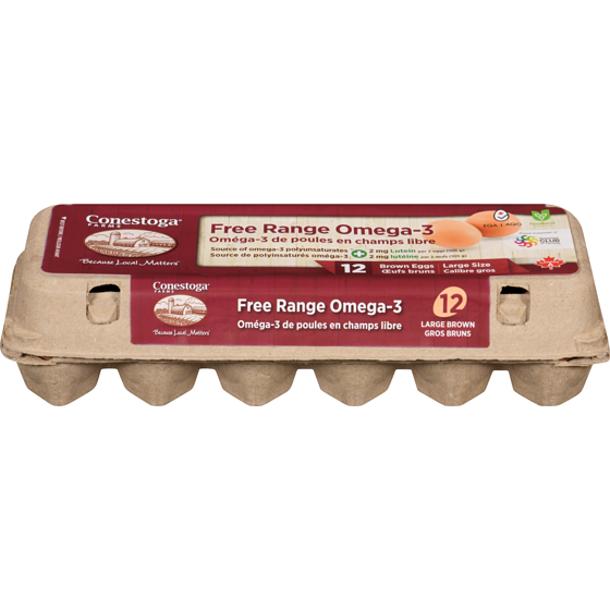 Conestoga Eggs Brown Eggs Free Range Omega-3 Large Size 12 ea, $0.75/1ea