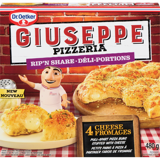 Dr Oetker Giuseppe Pizzeria Pizza Buns Rip'n Share 4 Cheese 480 g, $1.04/100g