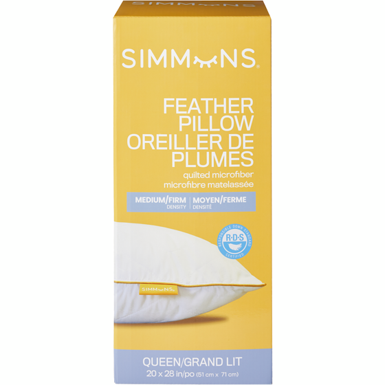 Simmons Oreiller en plumes de densité moyenne/ferme pour grand lit 1 ea, 45,00 $/1ch