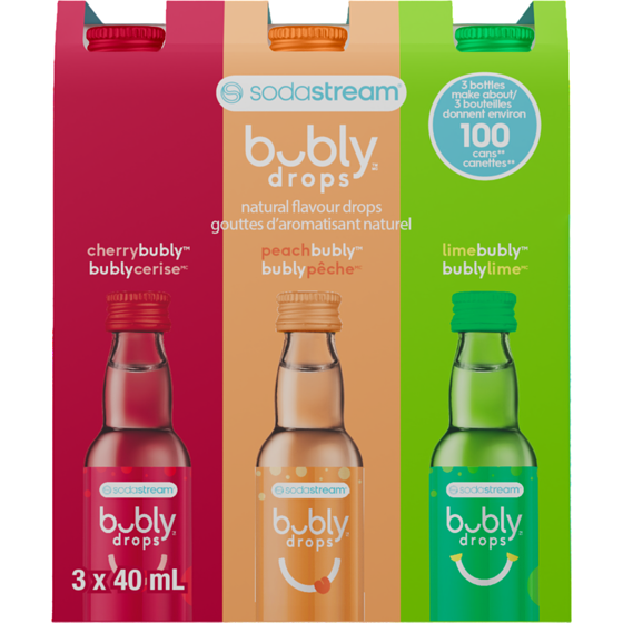 sodastream bubly Lime Cherry Peach Variety 3-Pack 1 ea, $15.00/1ea