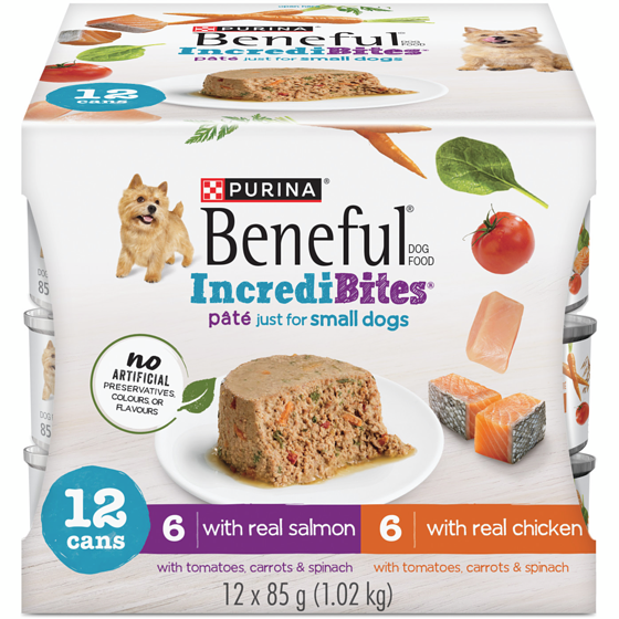 Purina Beneful Incredibites Real Chicken & Salmon Pâté Variety Pack, Wet Dog Food 1.02 kg, $1.32/100g
