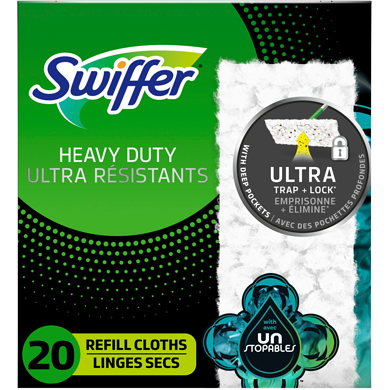 Swiffer Sweeper Heavy Duty Dry Multi-Surface Cloth Refills for Floor Sweeping and Cleaning, Unstopables Fresh Scent, 20 count 20 ea, $0.50/1ea