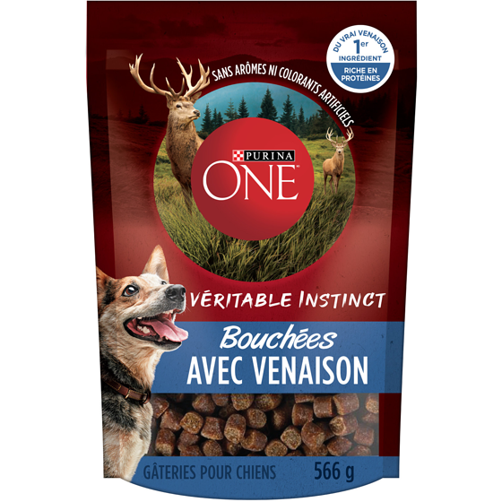 Purina ONE Véritable Instinct Bouchées Venaison, Gâteries pour Chiens 566 g, 2,56 $/100g