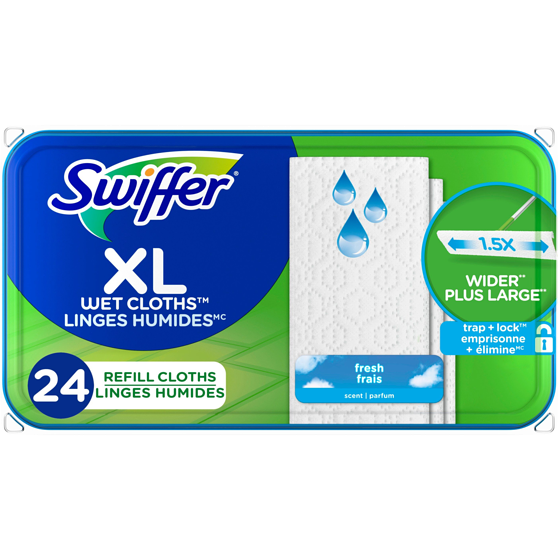 Swiffer Sweep + Mop XL, Wet Pads Refill, Floor Cleaner, Cleaning Cloths, Fresh Scent 12 ea, $1.25/1ea
