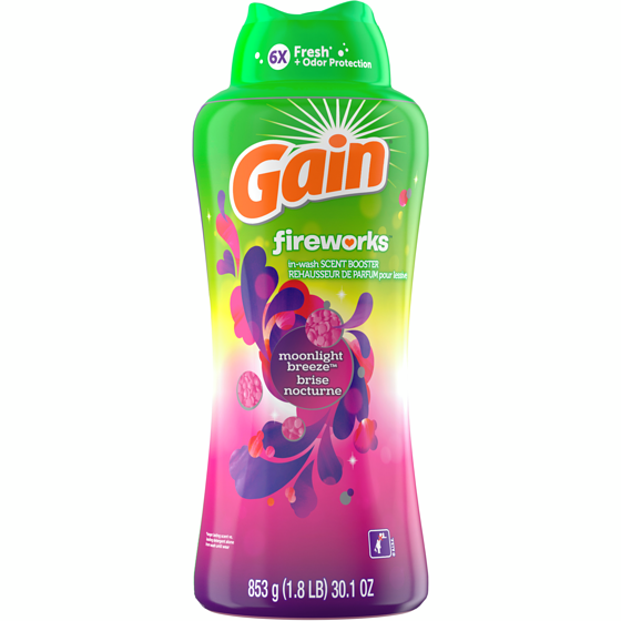 Gain Perles de rehausseur de parfum pour lessive Fireworks, parfum Brise nocturne  853 g, 2,58 $/100g