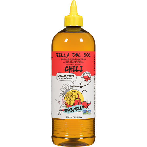 Bella Del Sol Huile de tournesol riche en acide oléique infusée au piment 750 ml, 1,13 $/100ml