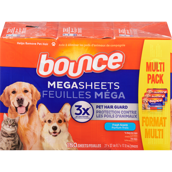 Bounce Feuilles méga pour animaux parfum frais 180 ea, 0,09 $/1ch