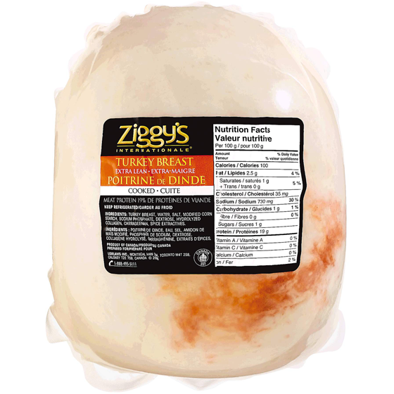Ziggy's Extra Lean Cooked Turkey (Thin Sliced) Fixed Weight 200 g, $2.50/100g