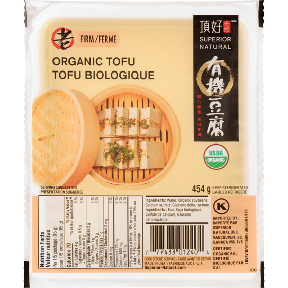 SUPERIOR NATURAL Tofu biologique ferme 454 g, 1,10 $/100g