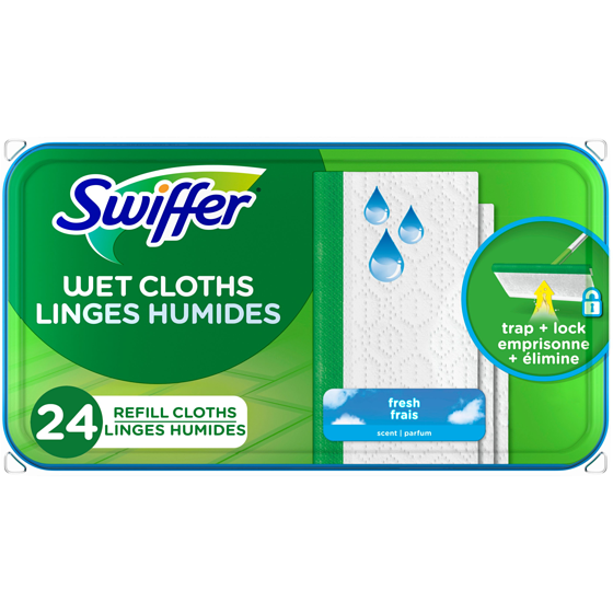Swiffer Sweeper Wet Mopping Cloth Refills for Floor Mopping and Cleaning, Multi-Surface Floor Cleaner, Fresh Scent, 24 count 24 ea, $0.46/1ea