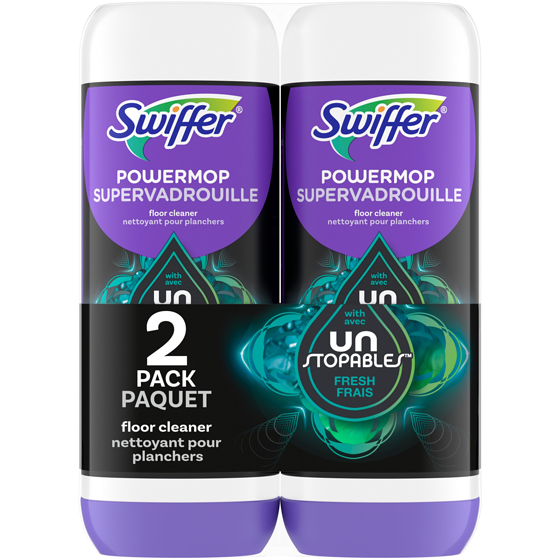 Swiffer PowerMop Floor Cleaning Solution with Unstopables Fresh Scent, 2 Pack 1.5 l, $0.73/100ml