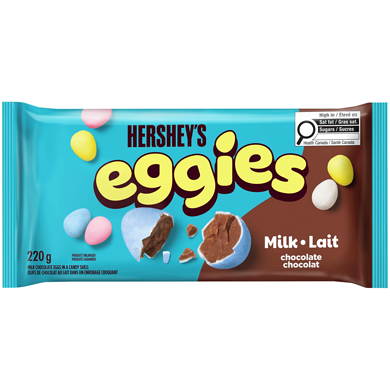Hershey’s Eggies œufs de chocolat au lait dans un enrobage croquant 220 g, 2,50 $/100g