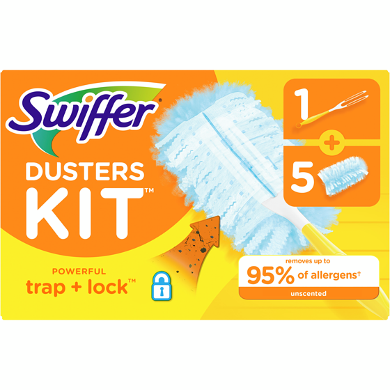 Swiffer Dusters Starter Kit for Cleaning, Kit Includes 1 Handle and 5 Dusters 1 ea, $9.99/1ea