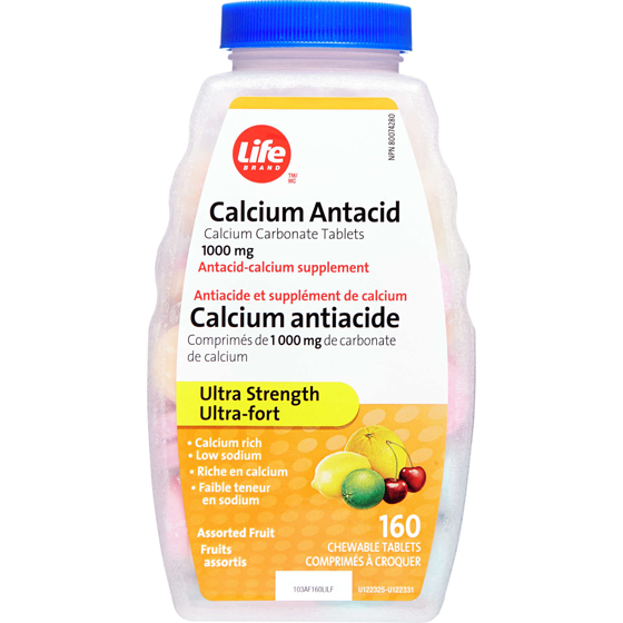 Life Brand Ultra Strength Calcium Antacid Assorted Fruit 160 ea, $0.05/1ea