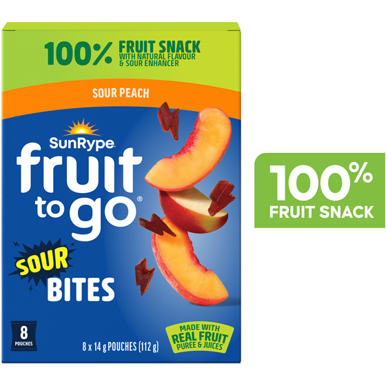 SunRype Fruit to Go Bites Sour Peach 112 g, $5.17/100g