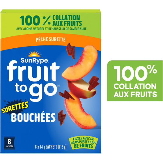 SunRype Bouchées Pêche surette Fruit to Go SunRype 112 g, 5,36 $/100g