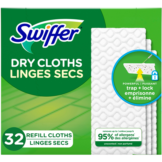 Swiffer Sweeper Dry Multi-Surface Sweeping Cloth Refills for Floor Sweeping and Cleaning, Unscented, 32 count 32 ea, $0.34/1ea