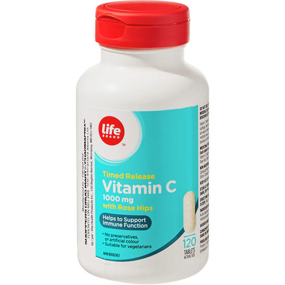 Life Vitamine C à libération différée à 1 000 mg avec cynorhodon, 120 comprimés 120 ea, 0,10 $/1ch