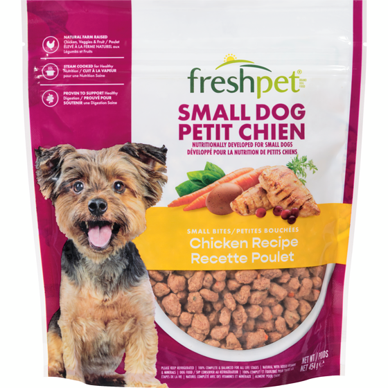 Freshpet Aliment pour chiens petit chien petites bouchées recette poulet 0.45 kg, 2,44 $/100g