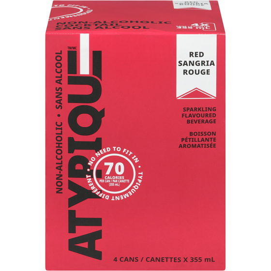 Atypique Sparkling Flavoured Beverage Red Sangria 4x355.0 ml, $0.70/100ml