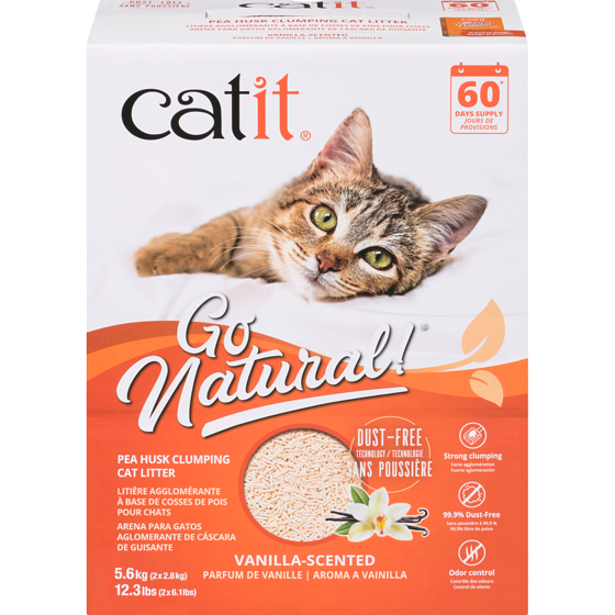 Catit Go Natural Pea Husk Clumping Cat Litter Vanilla-Scented 5.6 kg, $0.39/100g