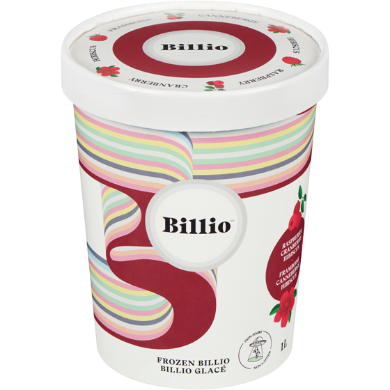 BILLIO Non-Dairy Frozen Dessert, Raspberry Cranberry Hibiscus 1 l, $1.30/100ml