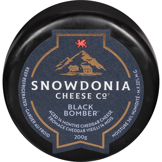 Snowdonia Fromage cheddar vieilli 14 mois black bomber 32% m.g. 200 g, 7,00 $/100g