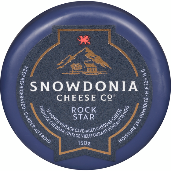 Snowdonia Fromage cheddar vintage vielli durant pendant 18 mois rock star 32% m.g. 150 g, 9,33 $/100g