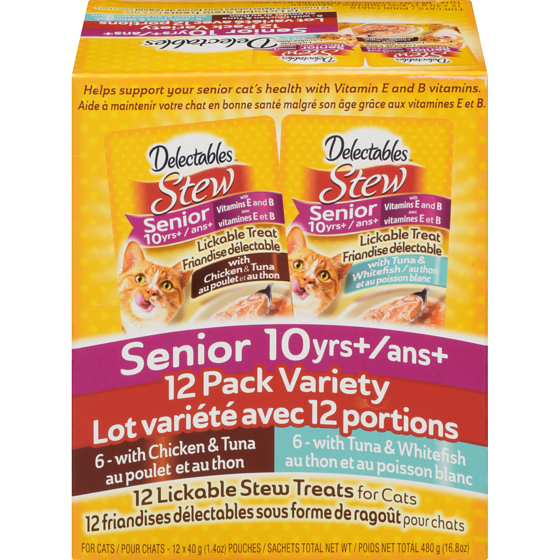 Hartz Lickable Stew Treats For Cats Senior 10 Yrs+ Pack Variety 12x40.0 g, $3.54/100g