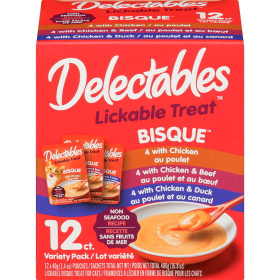Hartz Bisque Lickable Bisque Treat For Cats Non Seafood Recipe Variety Pack 12x40.0 g, $3.54/100g