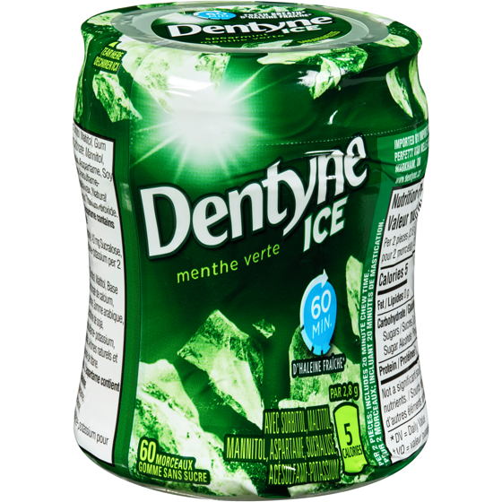 Dentyne Ice gomme sans sucre menthe verte 60 ea, 0,08 $/1ch