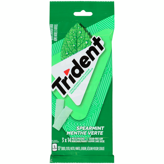 Trident Gomme sans sucre menthe verte 3 ea, 2,26 $/1ch