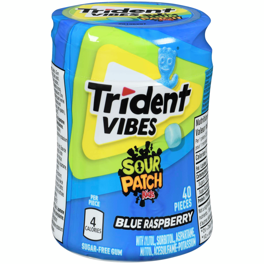 HAPPY SUMMER ☆ SOUR TRIDENT Vibes Sour Patch Kids Sugar-Free Gum Blue Raspberry