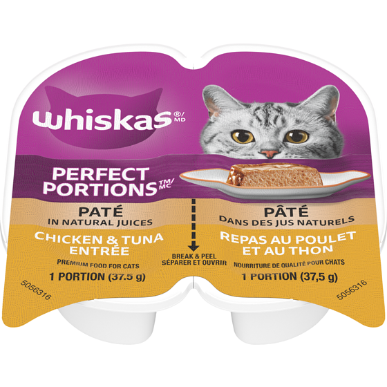 Whiskas Perfect Portions Premium Food For Cats Chicken & Tuna Entrée 75 g, $2.39/100g