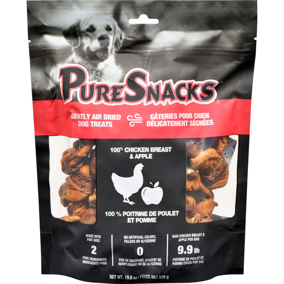 PureSnacks Gently Air Dried Dog Treats 100% Chicken Breast & Apple 539x601.0 g, $4.66/100g