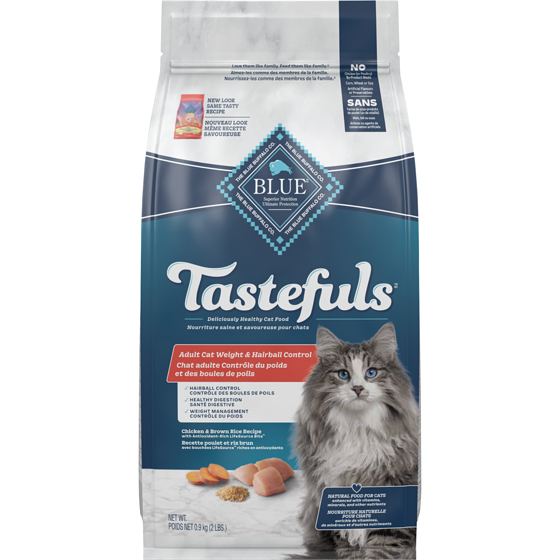 Blue Buffalo Tastefuls Natural Food For Cats Chicken & Brown Rice Recipe Adult Cat Weight & Hairball Control 0.9 kg, $1.44/100g