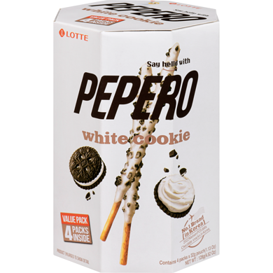 Lotte Pepero - Pack familial de bâtonnets aux biscuits blancs 128 g, 4,13 $/100g