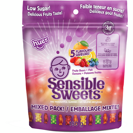 Huer Sensible Sweets Low Sugar Mixed Pack - Fruity Bears + Fish 150 g, $6.33/100g