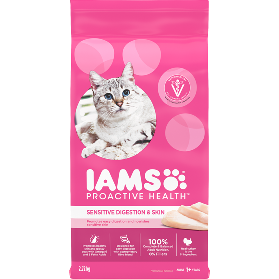 Iams Proactive Health Premium Cat Nutrition Sensitive Digestion & Skin Adult 1+ Years 2.72 kg, $0.88/100g