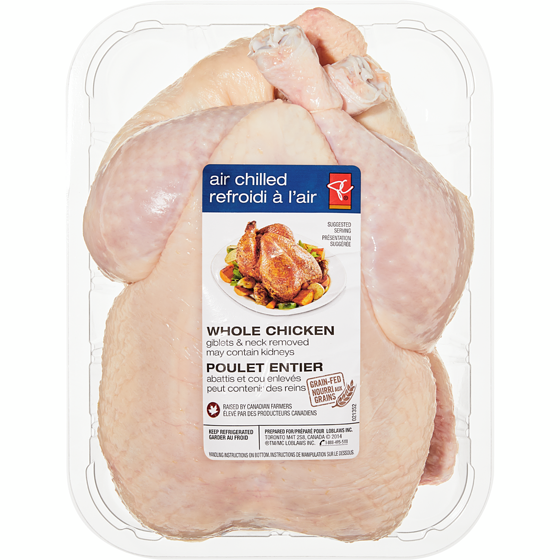 President's Choice Air Chilled Whole Chicken 1.7 kg, $0.88/100g