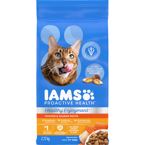Iams Proactive Health Premium Cat Nutrition Healthy Enjoyment Chicken & Salmon Recipe Adult 1+ Years 2.72 kg, $0.88/100g