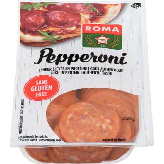 Roma Pepperoni sans gluten 250 g, 2,00 $/100g