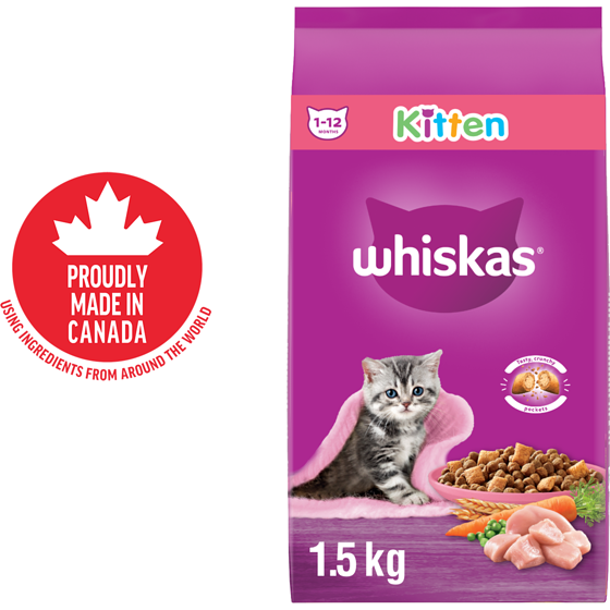 Whiskas Dry Kitten Food With Chicken For Cats 1-12 Months 1.5 kg, $0.73/100g