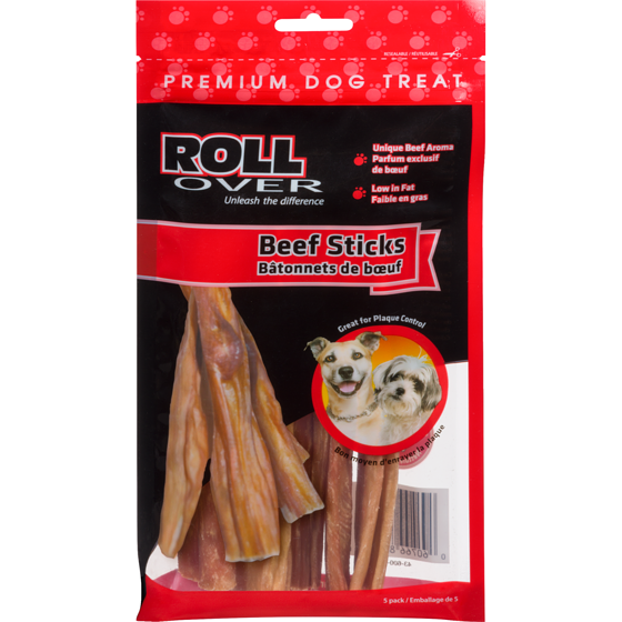Rollover Premium Dog Treat Beef Sticks 5 ea, $2.20/1ea