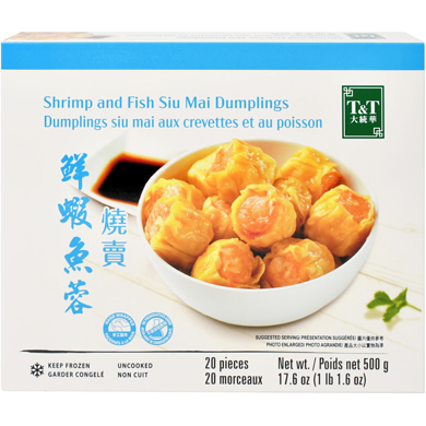 T&T Dumplings Siu Mai aux crevettes et poisson 500 g, 2,00 $/100g