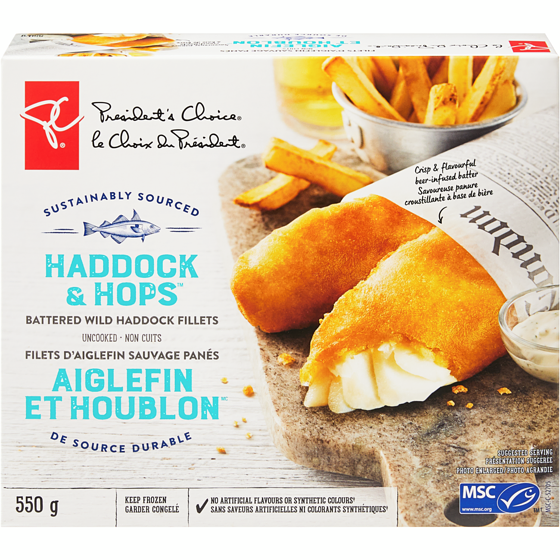 le Choix du Président Filets d'aiglefin sauvage panés aiglefin et houblon 550 g, 2,73 $/100g