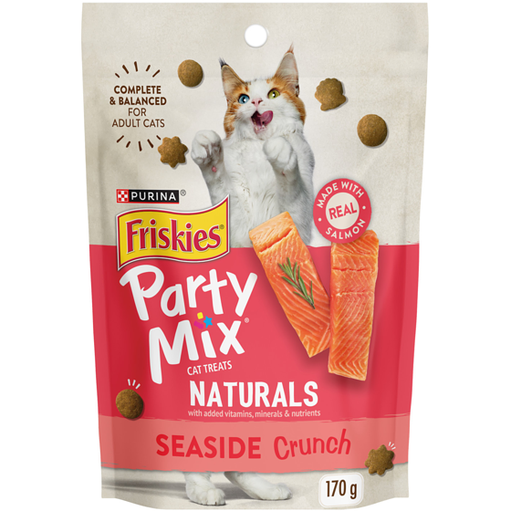 Purina Friskies Party Mix Cat Treats Naturals Seaside Crunch with Real Fish 170 g, $2.05/100g